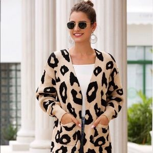 Leopard print long cardigan